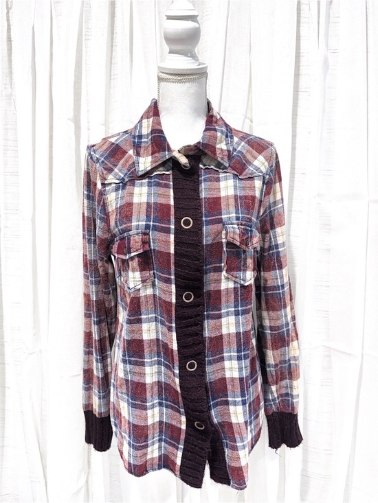 BKE Tops - BKE Burgundy, Navy and Cream Plaid Button-Down Shirt